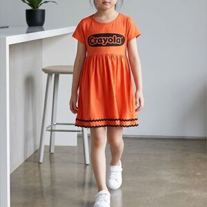 EUC Toddler Girls Short Sleeve Twirl Crayola Orange Dress - Size 2T
